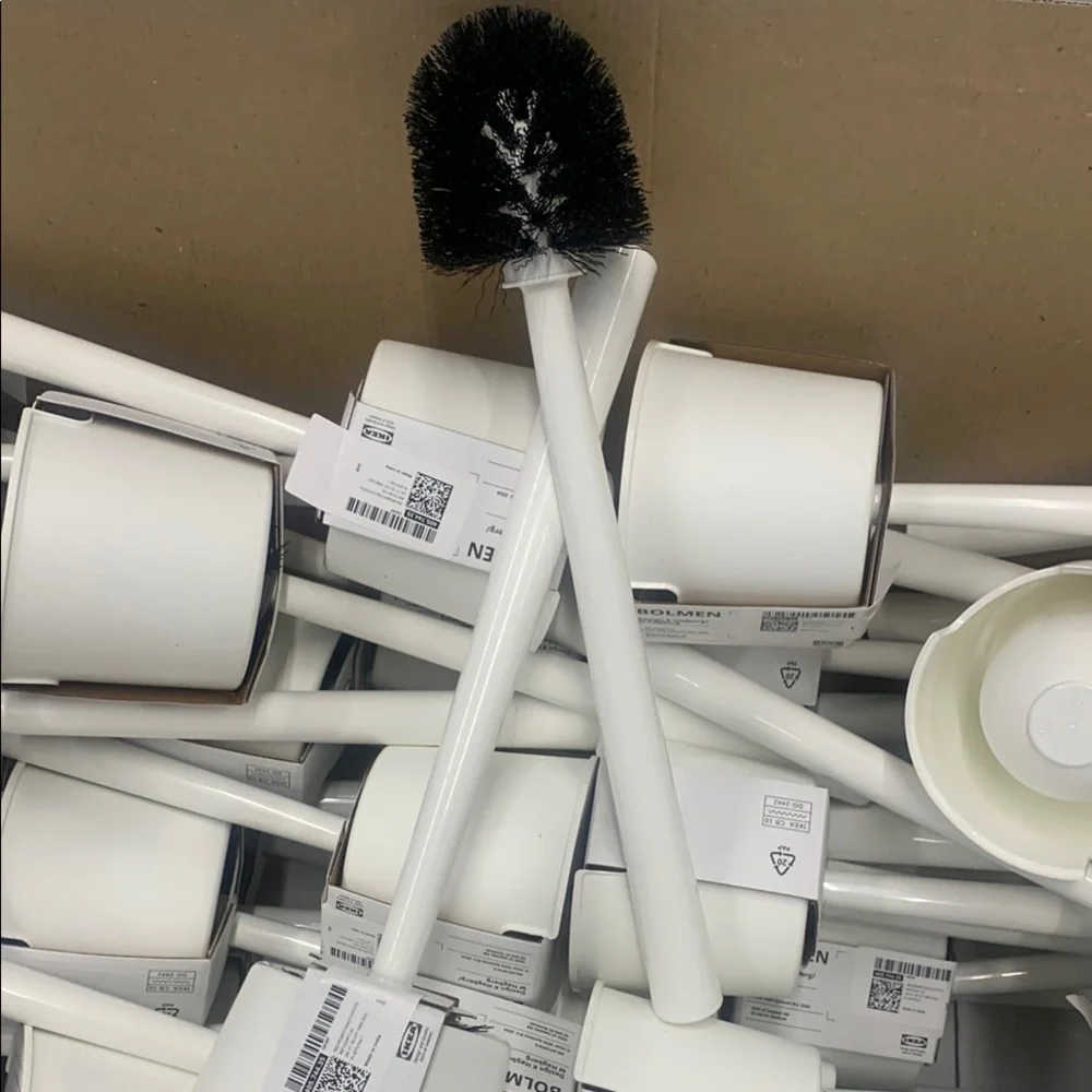 One (1) IKEA White Toilet Brush Set